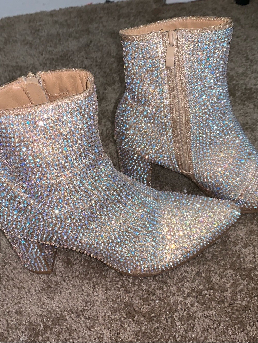 Rhinestone Embellished Ankle Boots - Iridescent Pink forever 21 size 7.5 women’s